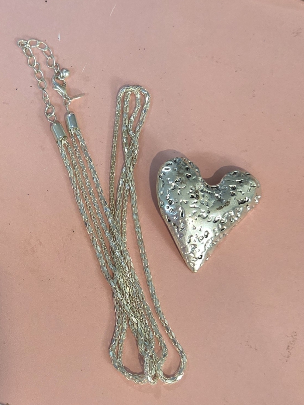 Vintage Silver Necklace Features a Large, Textured Heart Pendant - Women Jewelry